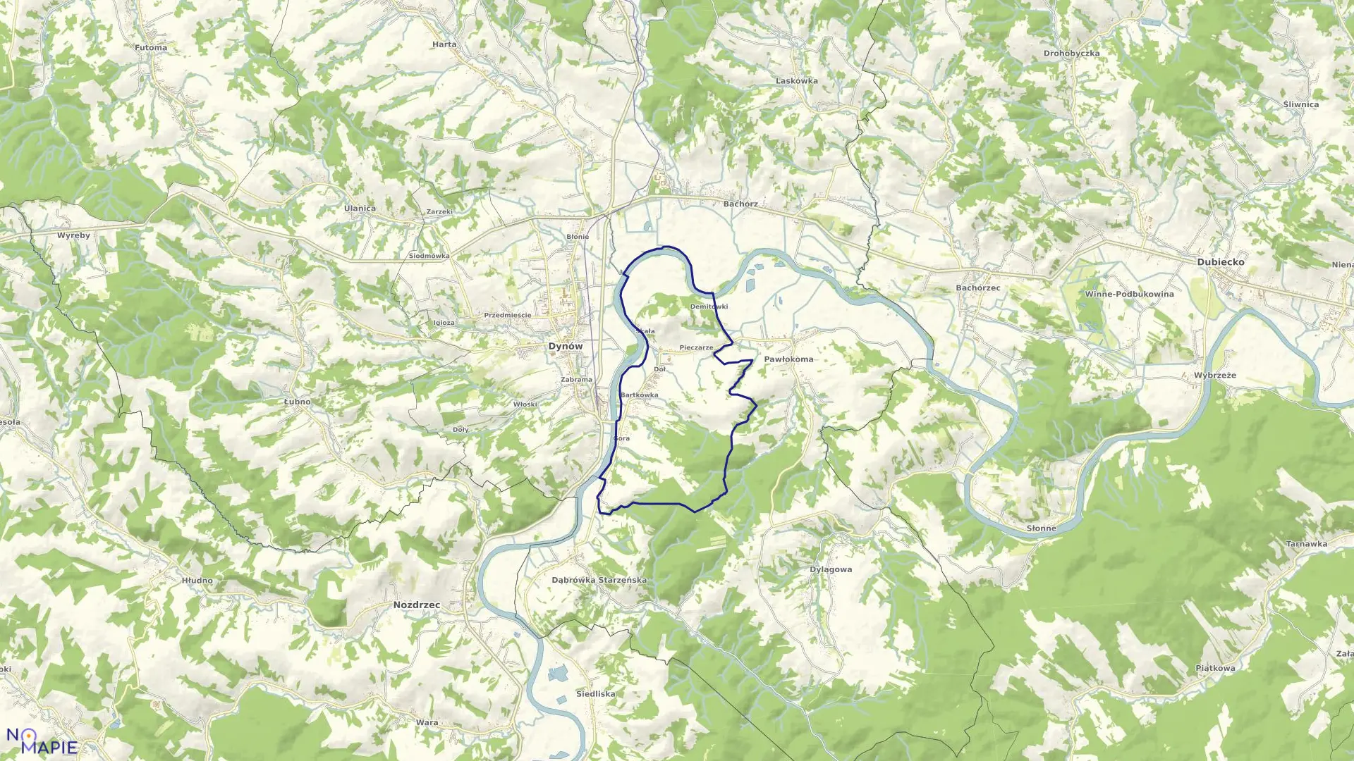 Mapa obrębu Bartkówka w mieście Dynów